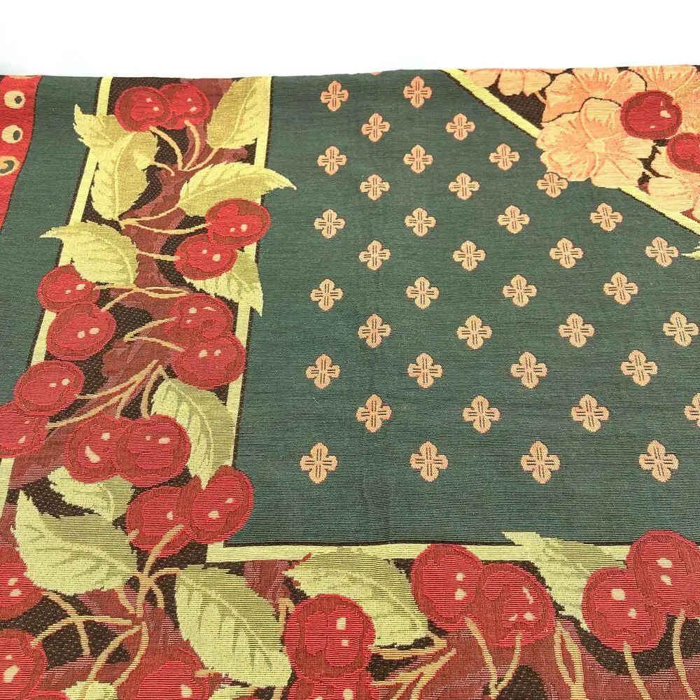Vintage tapestry cherries cherry blossom tablecloth